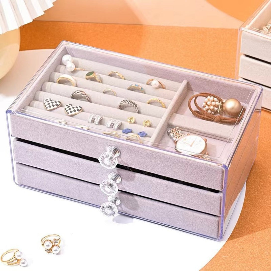Multi-layer anti-oxidation jewelry box, earrings necklace bracelet jewelry storage box large capacity - SJB-DIAMOND ELITES