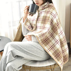 1pc Cozy Polar Fleece Shawl Blanket - Soft Double Layer Thick Plaid Pattern, Warm Autumn and Winter Wearable Throw Blanket for Office, Home, and Outdoor - Perfect for Chilly Days and Gift Giving
