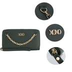XOXO Women's Small Magenta Saffiano Leather Sleek Zip Wallet withChain & Wristlet EasyOptionXY LLC