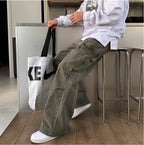 Cargo Jeans Washed-out Vintage Large Pocket Straight-leg Pants Lootquake LLC