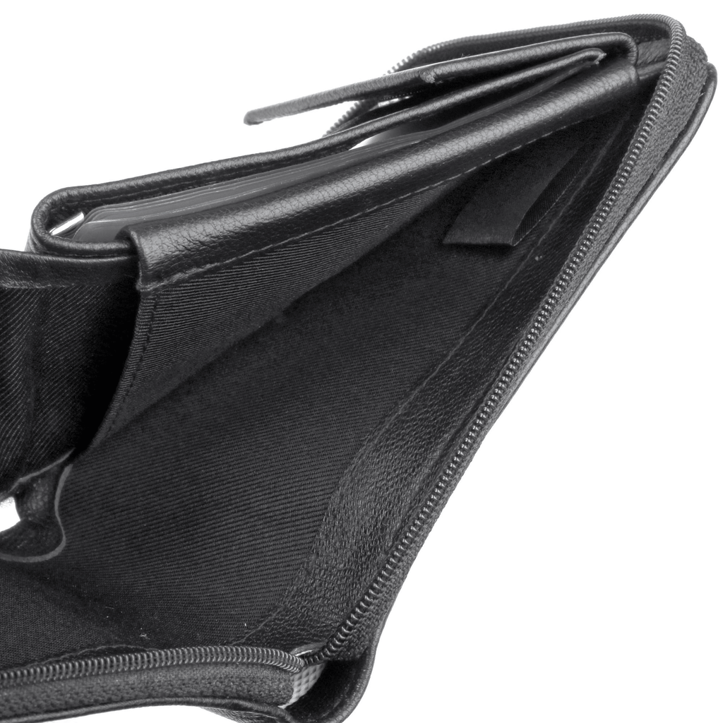 J. Buxton Men's Emblem Zip-Around Billfold Leather, Black EasyOptionXY LLC