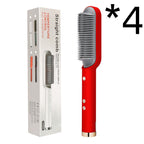 New 2 In 1 Hair Straightener Hot Comb Negative Ion Curling Tong Dual-purpose Electric Hair Brush Pi-Mart