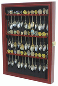 Tea Spoon Souvenir Spoon Display Case Rack Cabinet, Real Glass Door, (Cherry Finish) The Military Gift Store