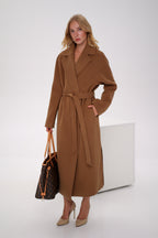 Cambridge Comfort Wraparound Wool Cashmere Coat in Dark Camel - SJB-DIAMOND ELITES