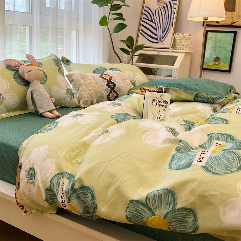 Washed Cotton Bed Sheet Quilt Cover Four-piece Set Pi-Mart