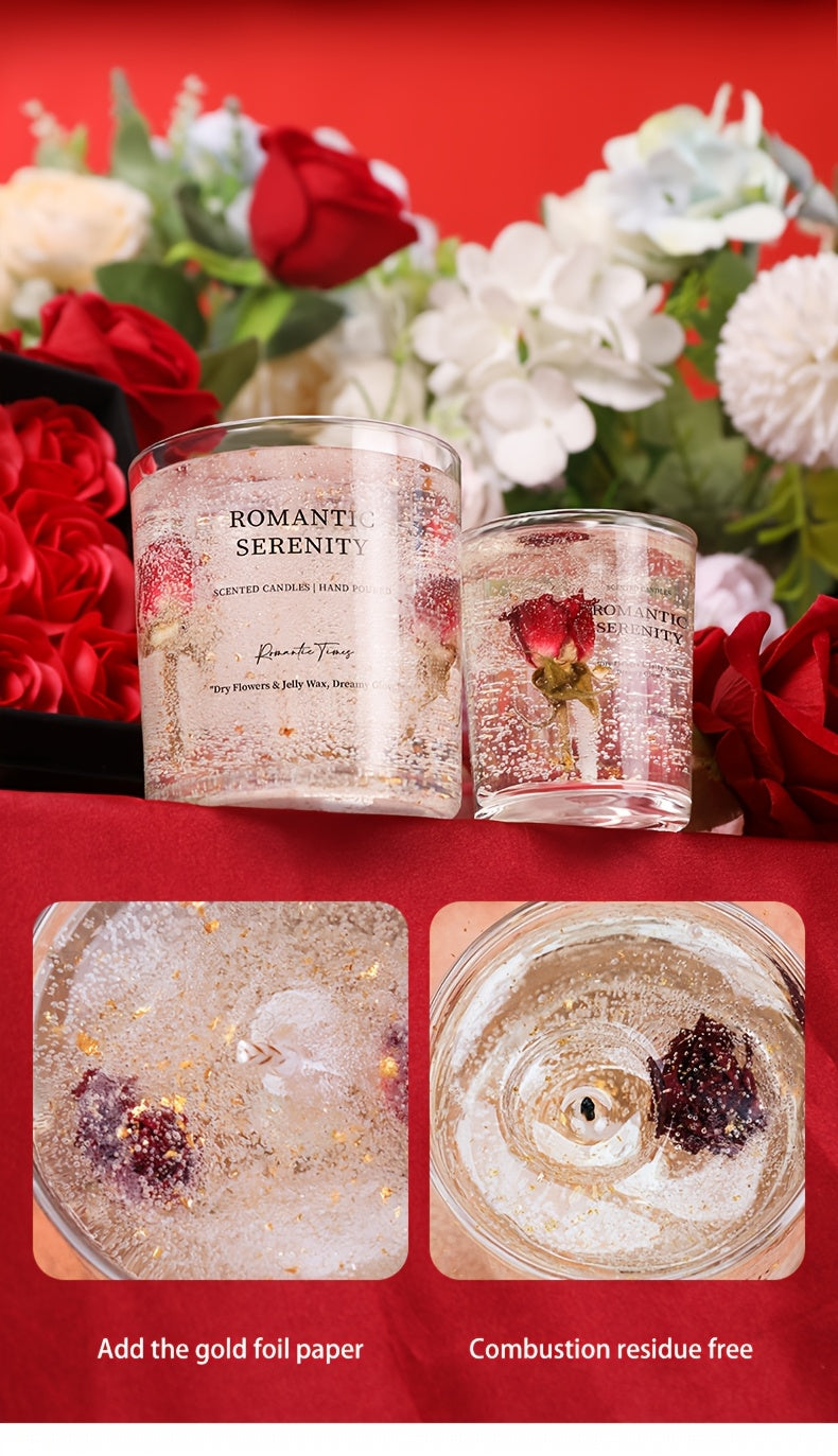 Rose Jelly Scented Candle for Aromatherapy, Romantic Atmosphere - Ideal for Birthdays, Valentine's Day, Anniversaries, Thanksgiving, Christmas - 1pc, Soy Wax in Glass Jar Lootquake LLC