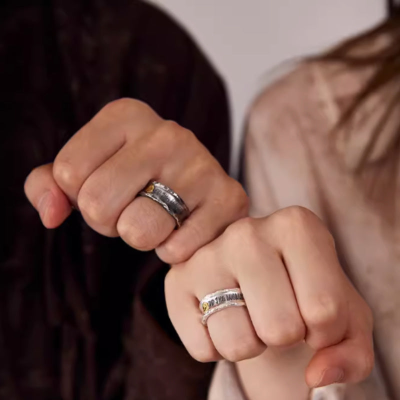 Couple Ring Men's And Women's Ring 99 Foot Silver Set Pi-Mart