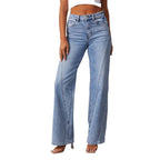 Casual Patchwork Women's Wide Leg Jeans Pi-Mart