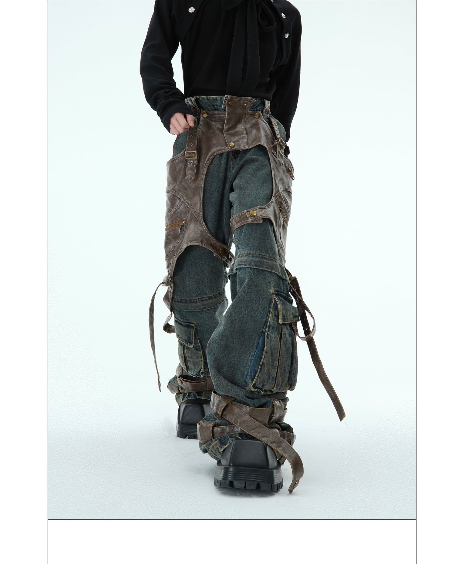 Retro Deconstructed Jeans Men's Detachable Stitching Lootquake LLC