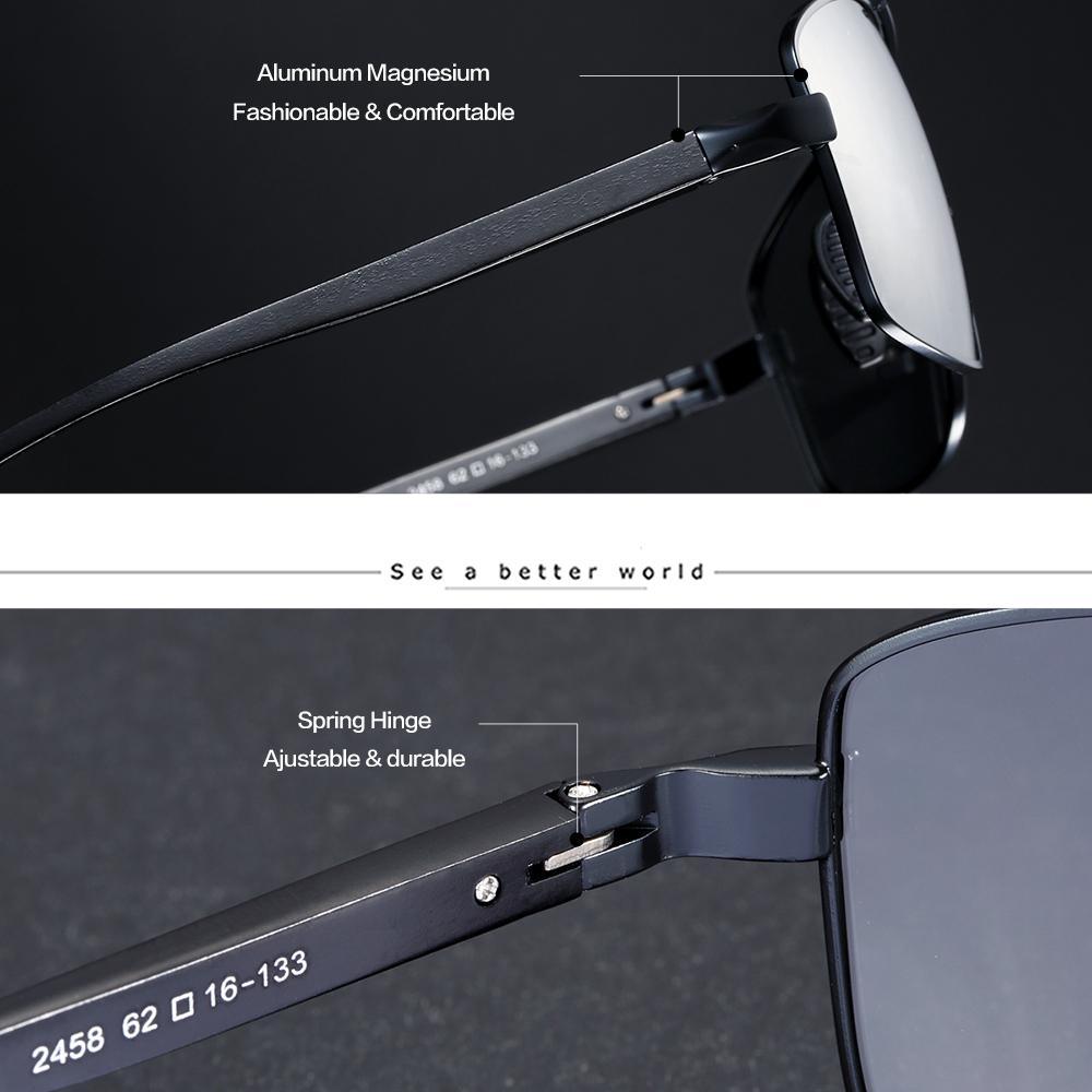 Luxury Elegent Rectangle Polarized Sunglasses Photochromic Driving Glasses For Men and Boys With UV400 Protection - SJB-DIAMOND ELITES