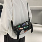 Small crossbody bag men's, men's small bag, men's cylindrical shoulder bag