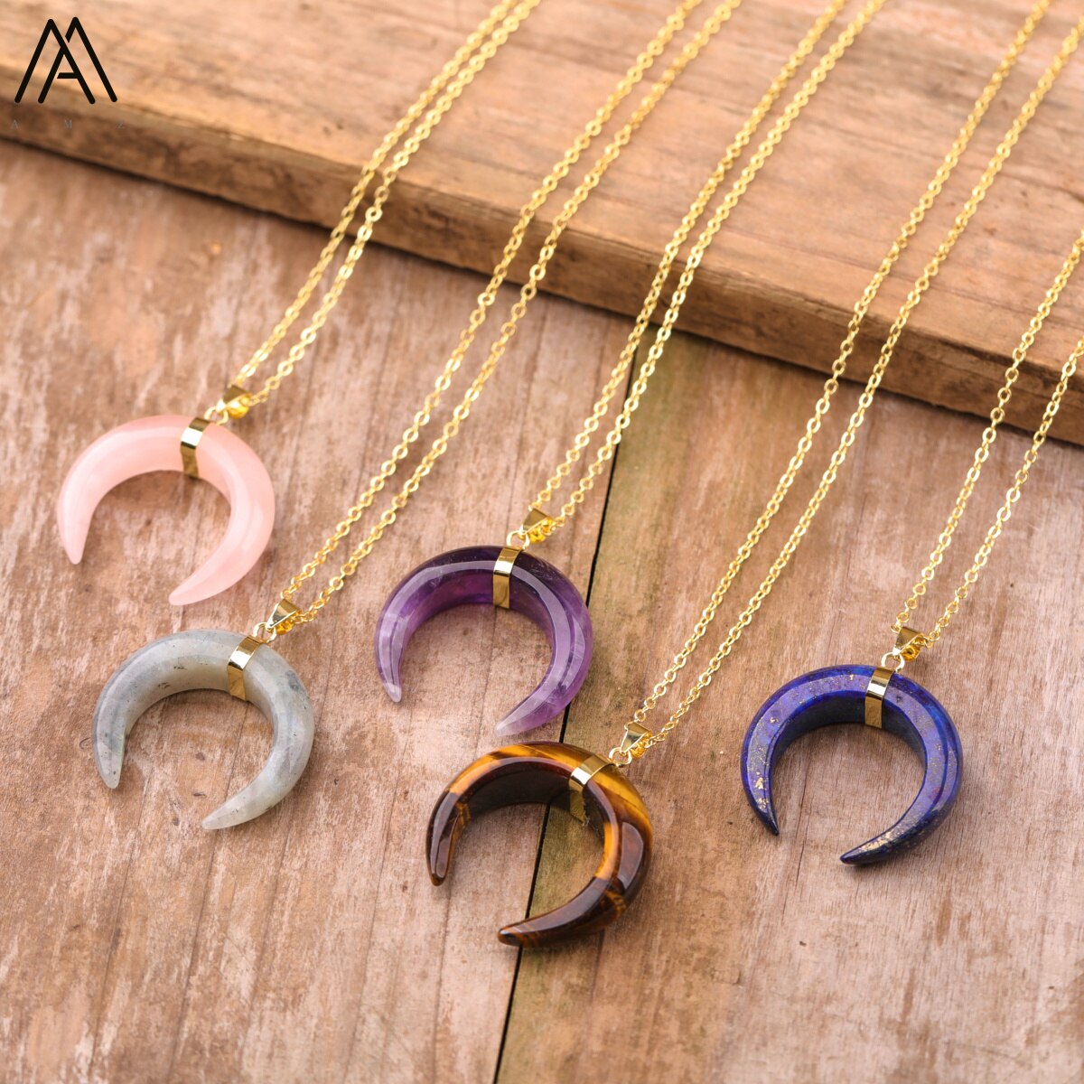 Moon Shape Amethyst Necklace Pi-Mart
