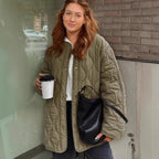 Women's Jacket Loose Round Neck Quilted Jacket Pi-Mart
