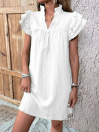 Elegant Ruffled Cap Sleeve Mini Dress Feminine & Flowy Summer Dress