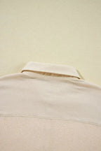 Pink Waffle Long Sleeve Collared Half Button Relaxed Fit Top