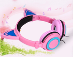 Luxury New Popular Esonstyle Kids Headphones Over Ear with LED Glowing Cat Ears,Safe Wired Kids Headsets 85dB Volume Limited, Food Grade Silicone, 3.5mm Aux Jack, Cat-Inspired Purple Headphones for Girls and Kids - SJB-DIAMOND ELITES