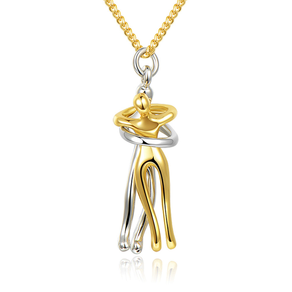 Love Hug Necklace Unisex Men Women Couple Jewelry Simple Temperament Clavicle Chain Valentines Day Lover Gift Pi-Mart