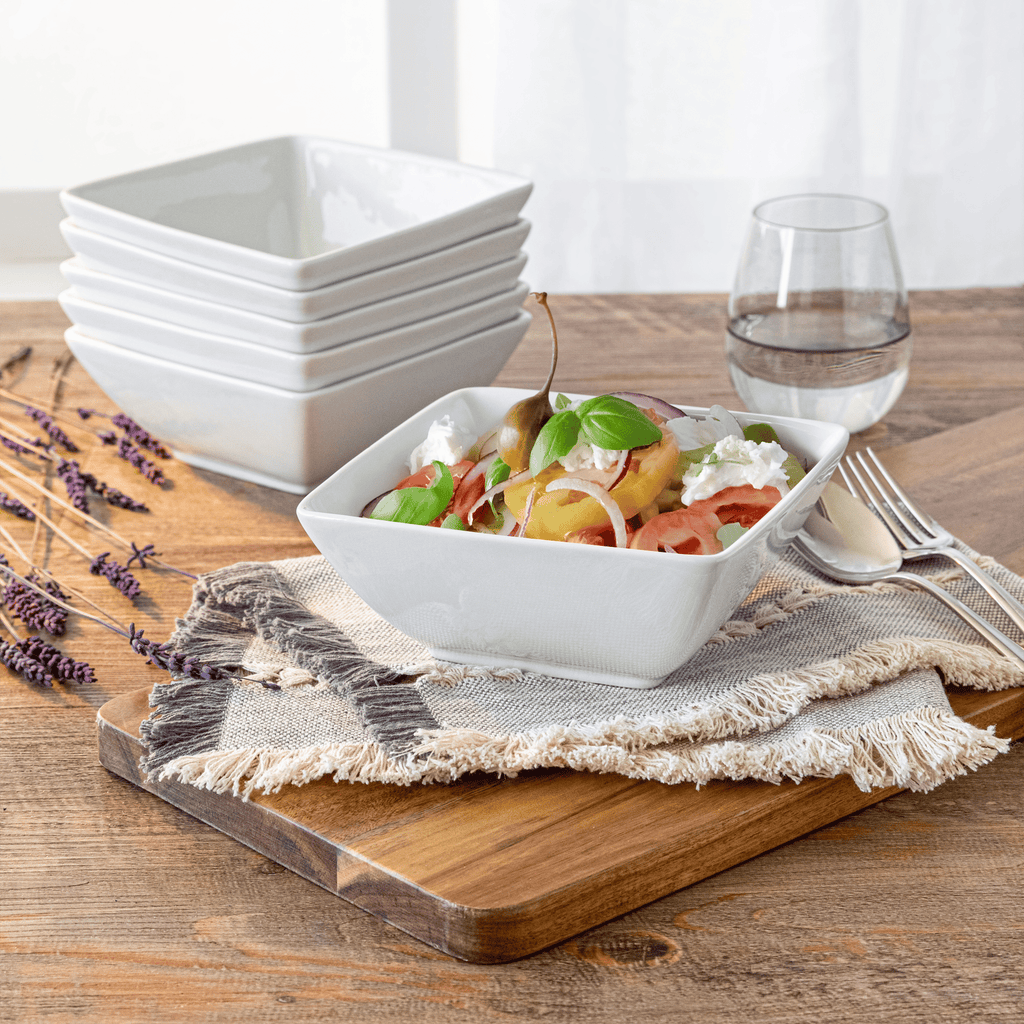 Better Homes & Gardens Porcelain Square Bowls, White, Set of 6 EasyOptionXY LLC
