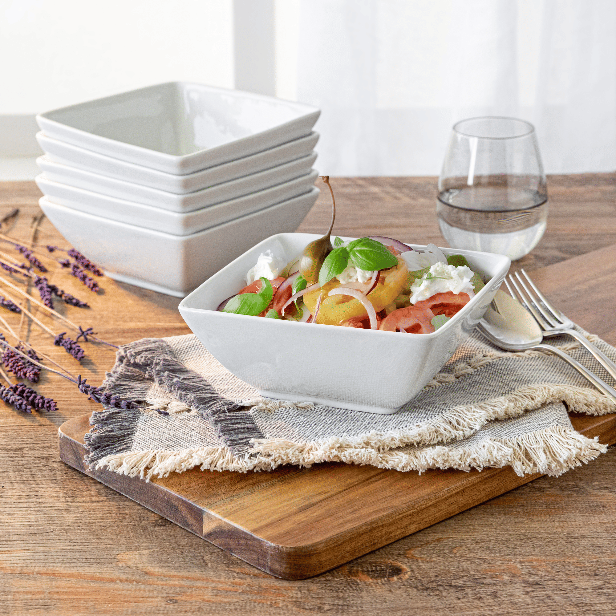 Better Homes & Gardens Porcelain Square Bowls, White, Set of 6 EasyOptionXY LLC