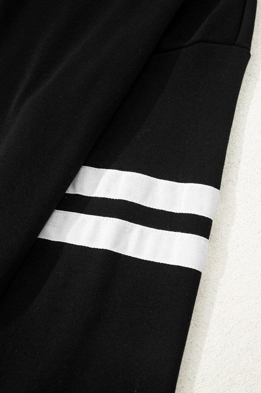 Varsity Stripe Sweatshirt and Short Set THRIXINE