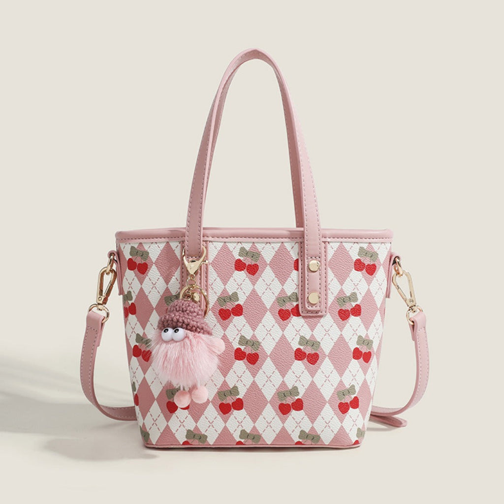 Women's tote bag, design cherry shoulder tote bag, cute top handle bag with crossbody strap - SJB-DIAMOND ELITES