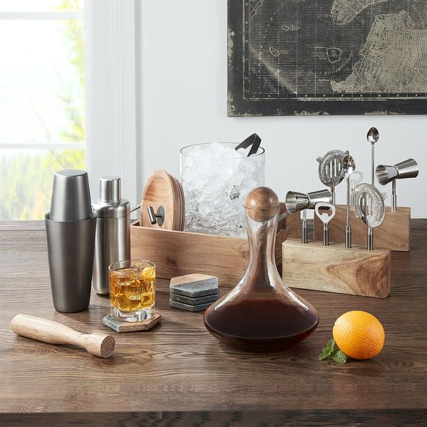 Better Homes & Gardens 4-Piece Wood and Stone Coaster Set EasyOptionXY LLC