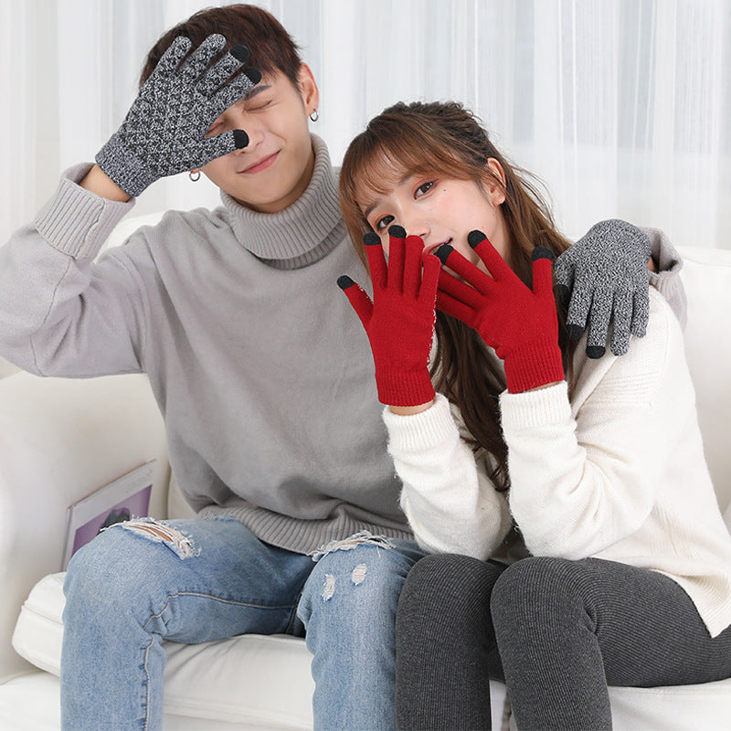 Winter Knitted Gloves For Men And Women Warm Cycling Anti-Cold Anti-Slip Triangular Offset Warm Gloves Pi-Mart