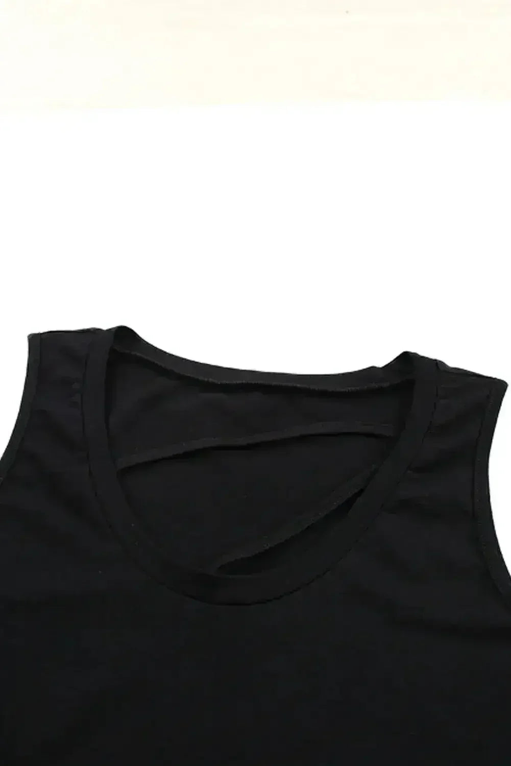 Black Strappy Hollow-out Neck Tank Top - SJB-DIAMOND ELITES