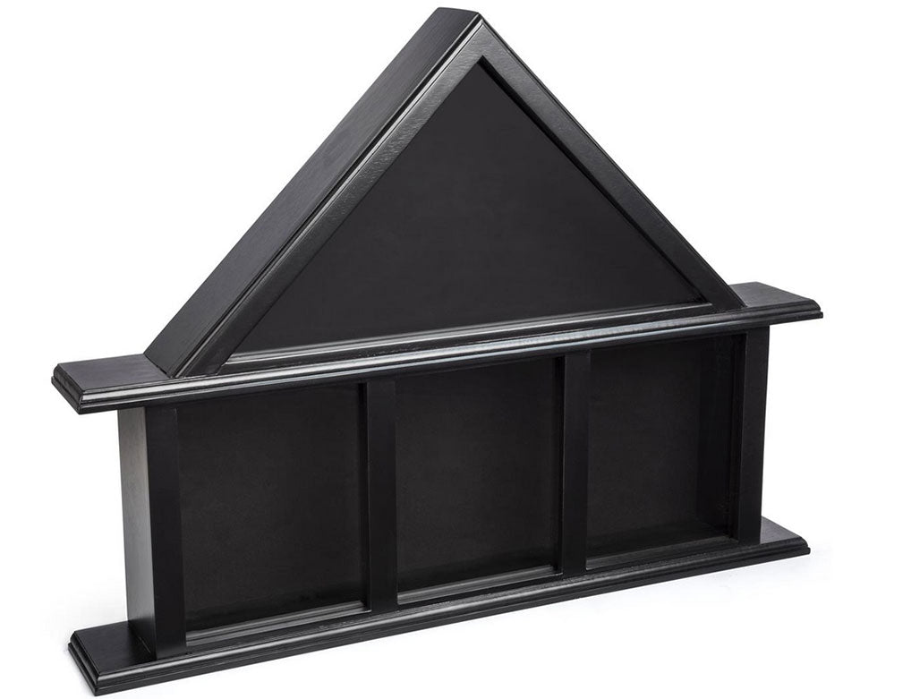 Flag Display Case with Glass Front and 3 Medal Boxes, Felt Backing - Black The Military Gift Store