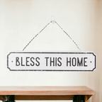 Farmhouse Wood Wall Sign Bless This Home Eat Good Food Rustic Hanging Plaque BandsCo Straps