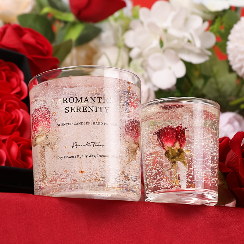 Rose Jelly Scented Candle for Aromatherapy, Romantic Atmosphere - Ideal for Birthdays, Valentine's Day, Anniversaries, Thanksgiving, Christmas - 1pc, Soy Wax in Glass Jar Lootquake LLC