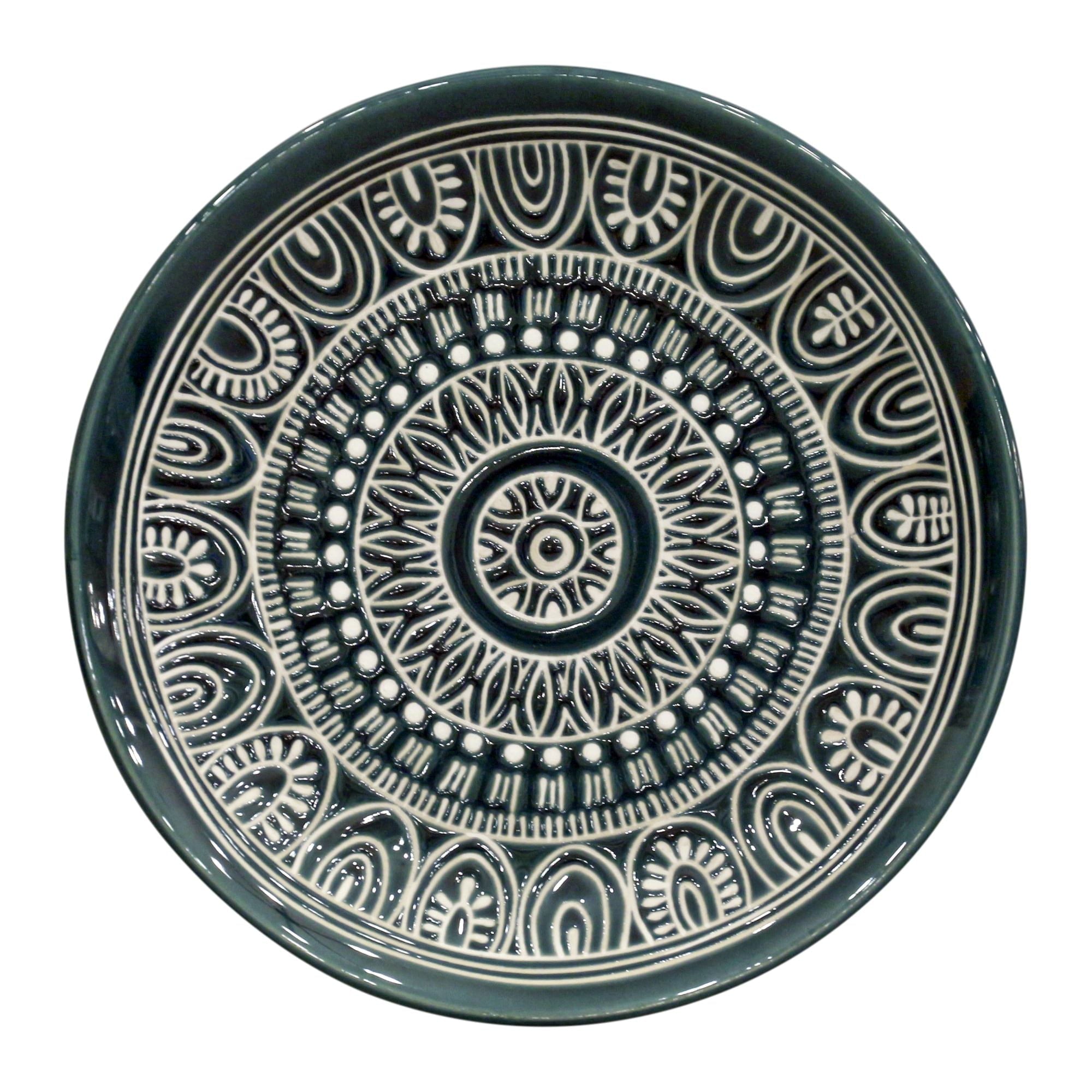 Better Homes & Gardens Teal Medallion 12-Piece Stoneware Dinnerware Set EasyOptionXY LLC