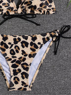 Sunset Bloom 2-Piece Triangle Bikini Set for Women – Vibrant Random Floral Print Halter Neck Swimsuit with Tie-Back Tie-Side Bottoms & High Cut Legs – Women's High-Stretch Swimwear for Summer Beach Escapes