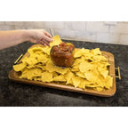 Better Homes & Gardens- Acacia Wood Rectangle Tray with Gold Color Handles, One Size EasyOptionXY LLC