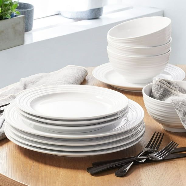 Better Homes & Gardens Anniston Porcelain Round-Shaped Dinner Plate, white, ceramic plate EasyOptionXY LLC