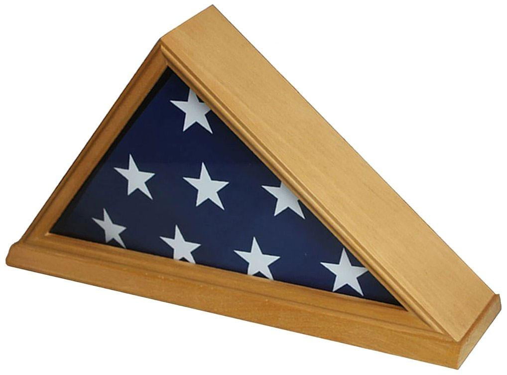 Solid Wood Memorial 5' x 9.5' Flag Display Case Frame for Burial/Funeral/Veteran Flag The Military Gift Store