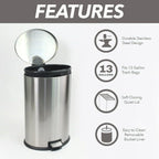 Better Homes & Gardens 10.5 Gallon Trash Can, Oval Kitchen Step Trash Can, Stainless Steel