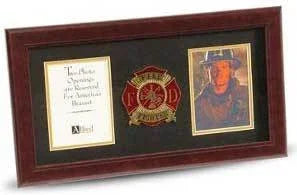 4 by 6 Double Picture Frame for Firefighter Medallion The Military Gift Store
