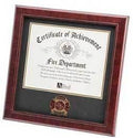 Firefighter Medallion Certificate Frame, mahogany made The Military Gift Store