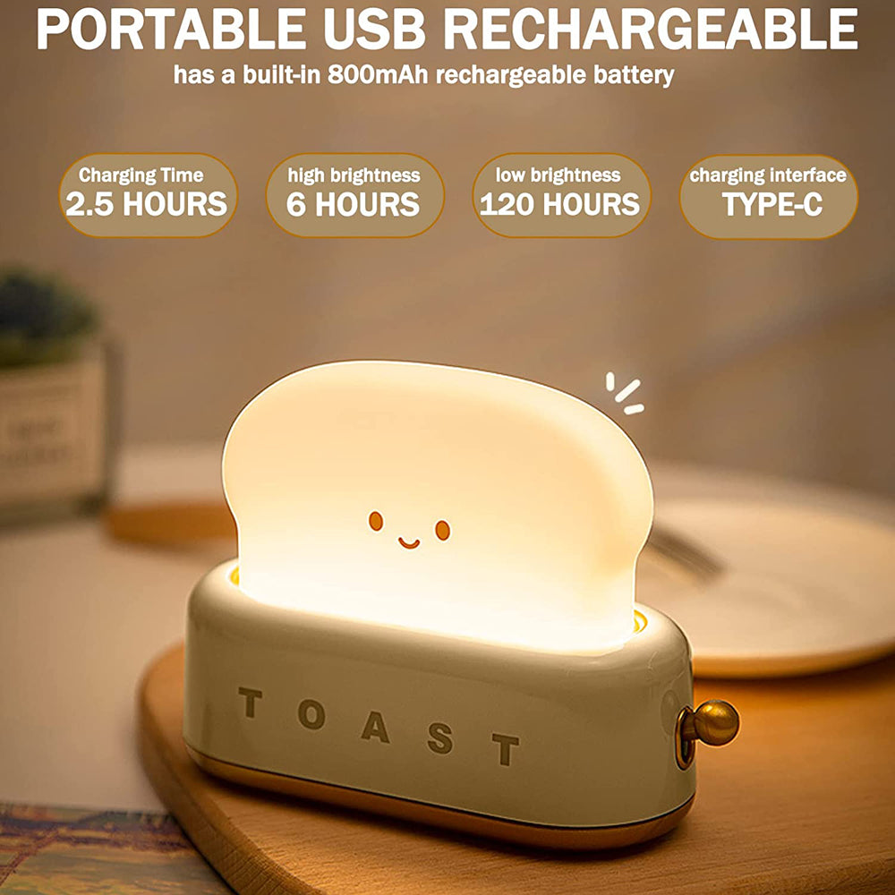Creative LED Bread Maker Night Light USB Charging Dimming Toast Lamp Bedroom Children Timing Sleeping Lamps Funny Light Pi-Mart