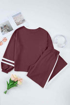 Varsity Stripe Pullover and Drawstring Pant Set THRIXINE