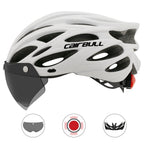 Road mountain bike riding helmet with lens and brim taillight Lootquake LLC