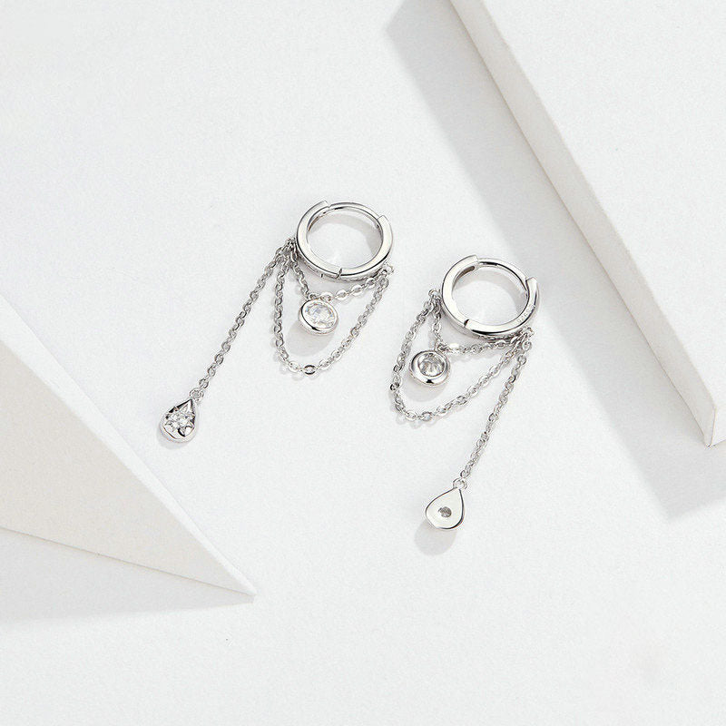Women's Sterling Silver Earrings White Gold Plated Hypoallergenic Silver Earring Pi-Mart