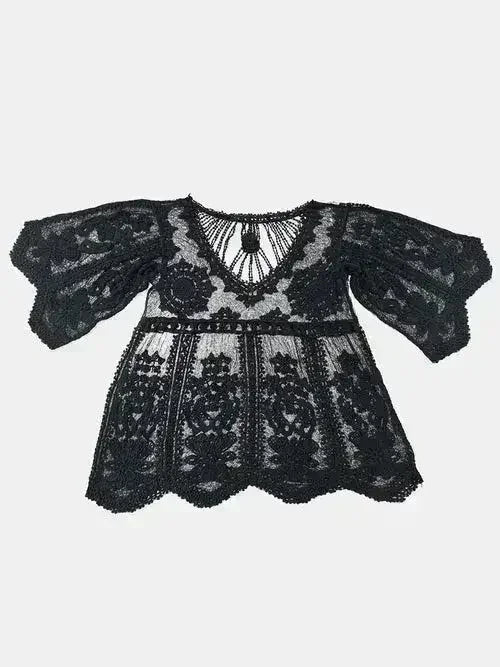 Lace Round Neck Cover-Up - SJB-DIAMOND ELITES