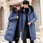 Large Fur Collar Mid-length Slim Down Jacket Over The Knee