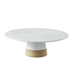 Better Homes & Gardens Abbott Exposed Clay Stoneware Pedestal Cake Stand, White Speckled, 3.52lbs