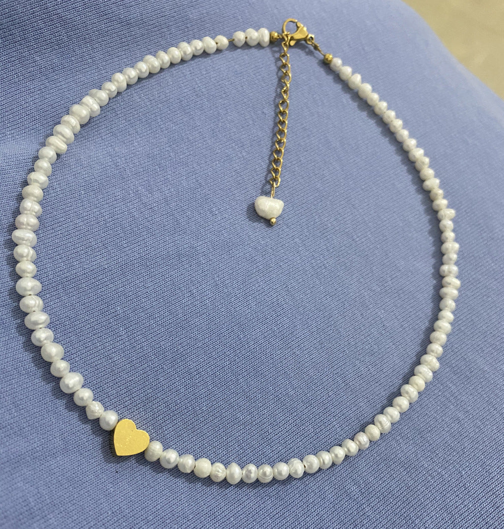 Colorfast Love Natural Small Grain Pearl Necklace Pi-Mart