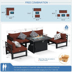 Grey Aluminum Outdoor Patio Set With Fire Pit Table Lootquake LLC