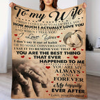 Plush Flannel Blanket for Wife - Husband to Wife Love Message - All-Season Softness for Sofa, Couch, Office, Camping, Bed, Travel, Living Room - Cozy Gift for Friends, Family, Birthday, 80x60in Lootquake LLC