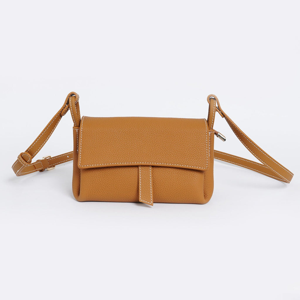Genuine Leather Women's Bag, Cowhide Small Shoulder Bag, Soft Leather Versatile Simple Solid Color Shoulder Messenger Bag, Small Crossbody Bag for Women with Flaps - SJB-DIAMOND ELITES